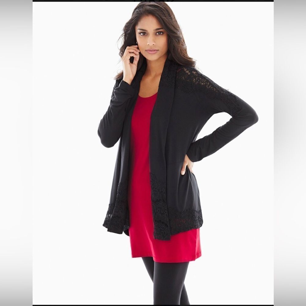NWT SOMA Soft Jersey Lace Detail Wrap Black size XS